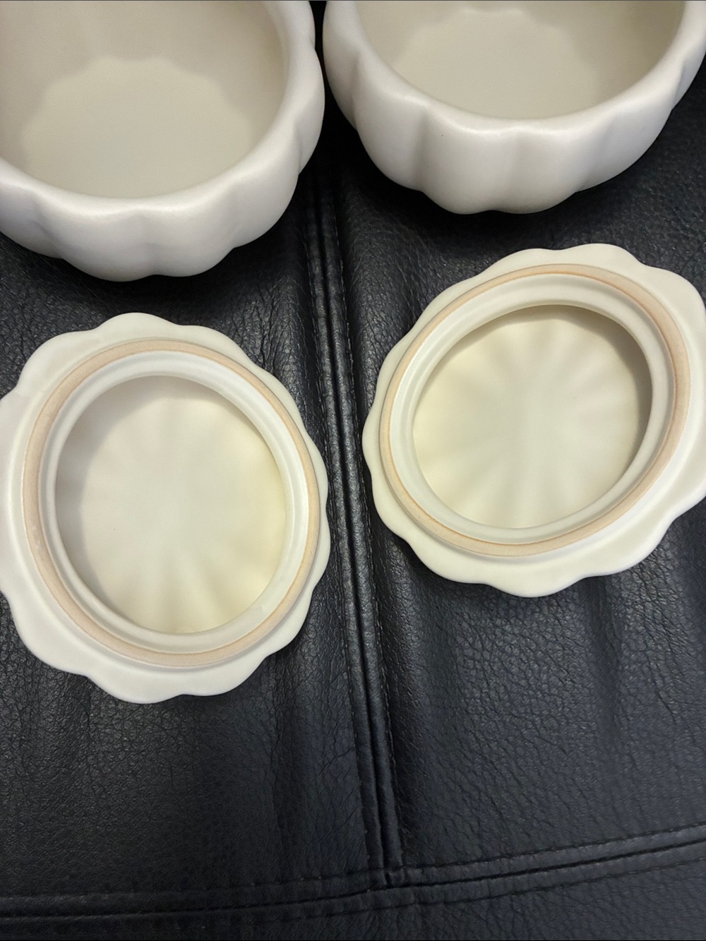 White Ceramic Pumpkin Small Cocotte with Brown Stems (Set of 2) - Picture 6 of 6